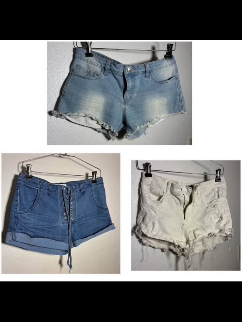 3 pair bundle Women’s Frayed Hem Denim Shorts size Medium